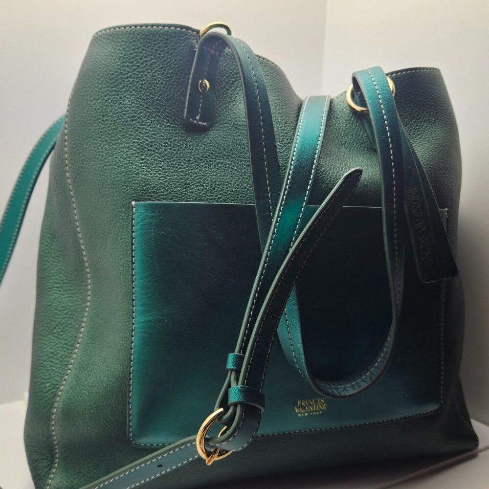 Frances Valentine Bottle Green Pebbled Leather Super Soft  Large Tote